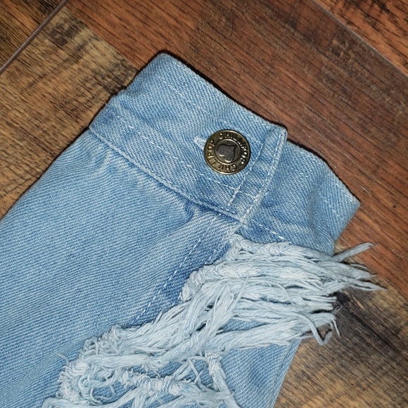 Chillipop Light Wash Denim Jacket with Fringe and Frayed Hem, Size 14/16 - Picture 3 of 6